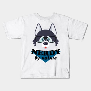 Nerdy by nature – Funny cute dog nerd husky Kids T-Shirt